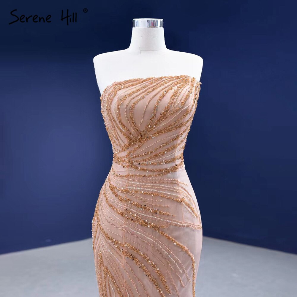 Serene Hill Nude Mermaid Sexy Evening Dresses Gowns 2025 Beaded Elegant High-end For Women Party HM67320 - SERENE HILL