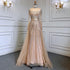 Luxury Nude Modest Beaded Tassel Mermaid Evening Dress LA71533 - SERENE HILL