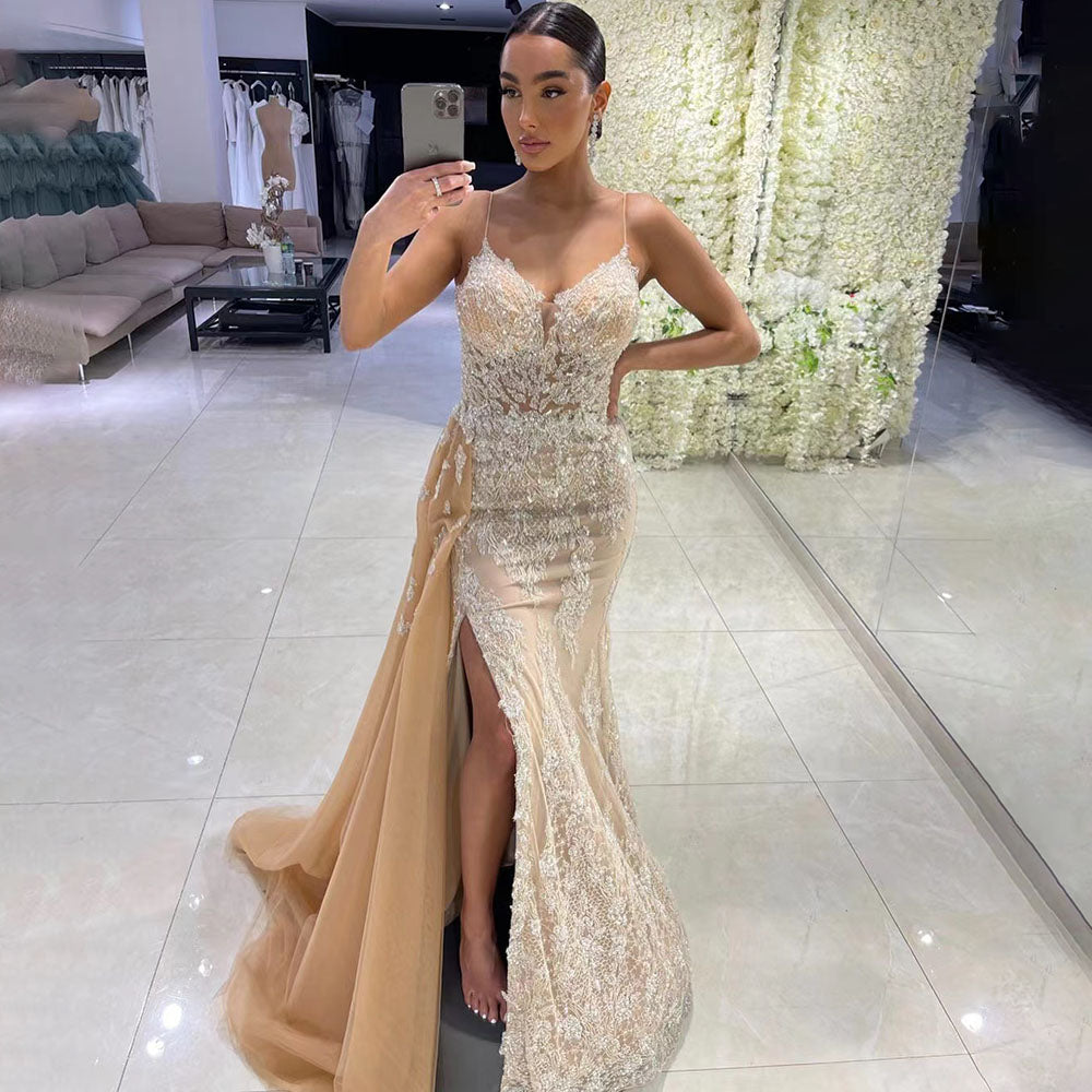 Serene Hill Nude Spaghetti Strap Luxury Evening Dresses Gowns 2025 Nude / 4