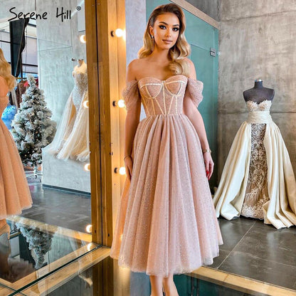 On Sale no return no refundSale Serene Hill Peach A-Line Sexy Evening Gowns 2025 Sleeveless Beaded Ankle-Length For Women Party LA71289 - SERENE HILL