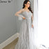 Serene Hill Pink A-Line Dubai Design Feathers Long Sleeves Luxury Beaded Evening Dresses Gowns For Women Party 2025 LA60836 - SERENE HILL
