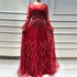 Serene Hill Pink A-Line Dubai Design Feathers Long Sleeves Luxury Beaded Evening Dresses Gowns For Women Party 2025 LA60836 - SERENE HILL