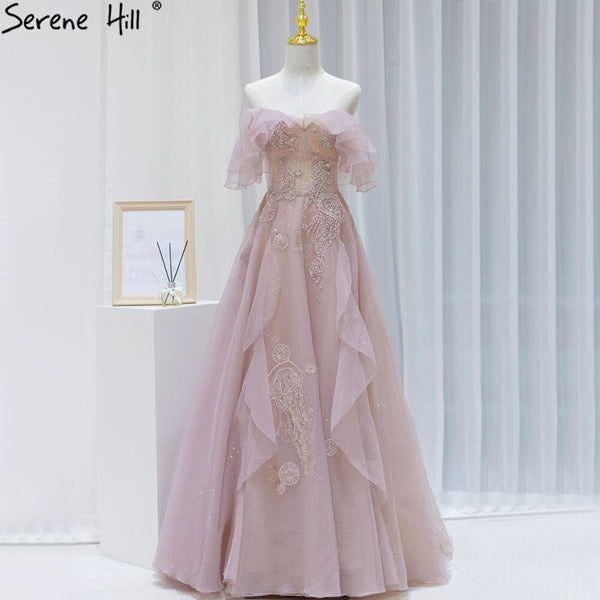Serene Hill Pink A-Line Sexy Evening Dresses Gowns 2025 Beaded Sweetheart For Women Wedding Party LA71405