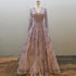 Serene Hill Pink Beaded Muslim Evening Dresses Gowns 2025 Luxury A-Line Puff Sleeve For Women Party LA71758 - SERENE HILL