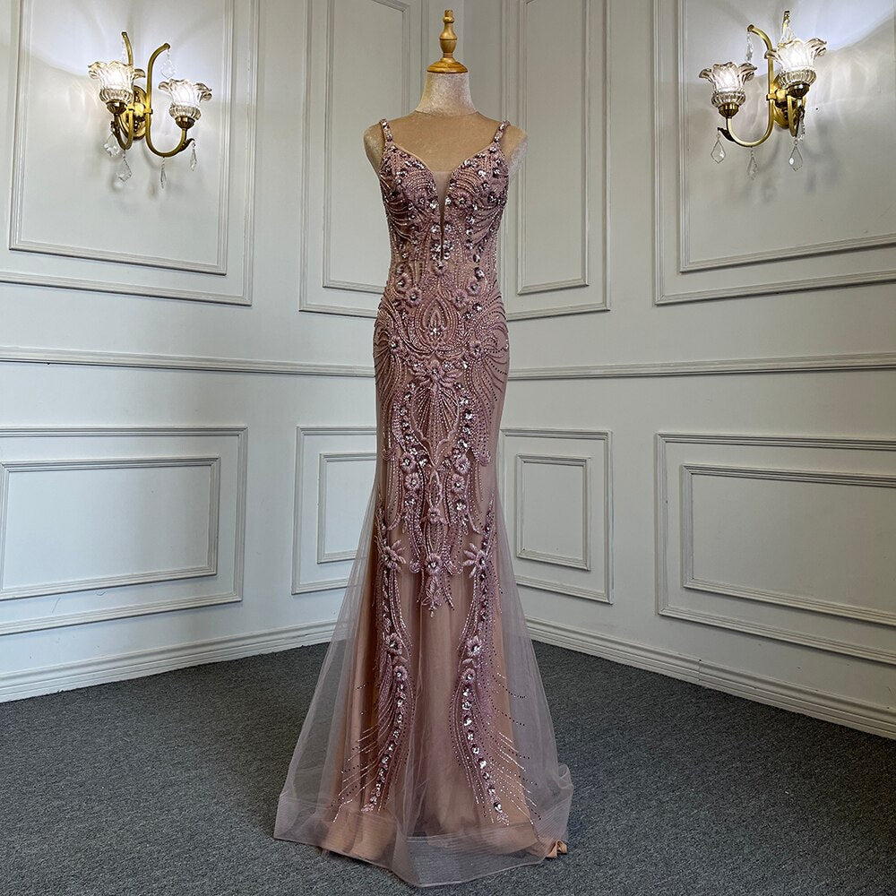Serene Hill Pink Detachable Skirt Evening Dresses Gowns Mermaid Elegant Luxury Beaded 2025 For Woman Party LA71363 - SERENE HILL