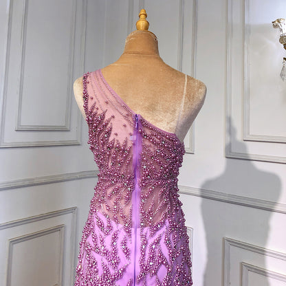 Serene Hill Pink High Split Mermaid Evening Dresses Gowns 2025 Luxury Beaded Elegant For Women Party LA71582 - SERENE HILL
