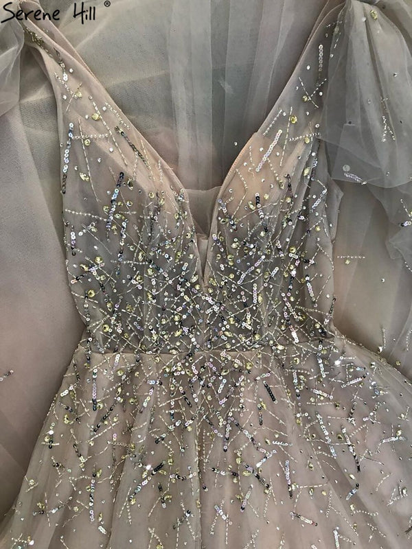 Serene Hill Pink Luxury Beaded Evening Gowns For Women 2025 Sexy A-Line Evening Dresses Long LA71411