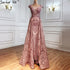 Serene Hill Pink Luxury With Overskirt Evening Dresses Gowns 2025 Lace Beaded Crystal Mermaid For Woman Party LA71080 - SERENE HILL