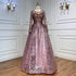 Serene Hill Pink Muslim A Line Long Sleeves Evening Dresses Arabic Luxury Beaded Gowns 2025 For Women Wedding Party LA70552A - SERENE HILL