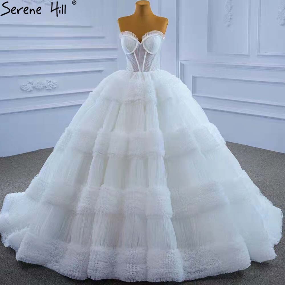 Serene Hill Pink Ruffles Sexy Wedding Dresses 2025 Sleeveless Simple High-end Bridal Dress HM67372 Custom Made - SERENE HILL