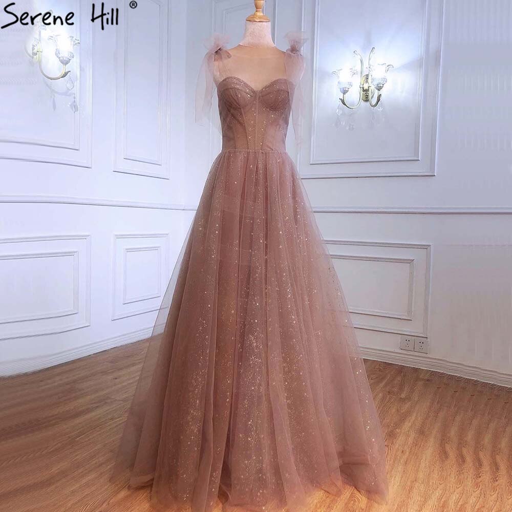 Serene Hill Pink Sexy Evening Dresses Gowns 2025 A-Line Sleeveless Tulle For Women Party LA70920 - SERENE HILL