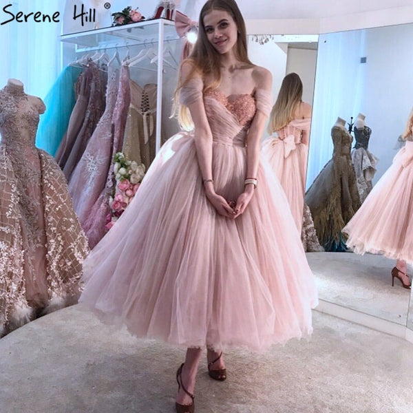 Serene Hill Pink Sleeveless Simple Evening Gowns Sweetheart Beading Ankle Length Formal Dress Design 2025 LA70702