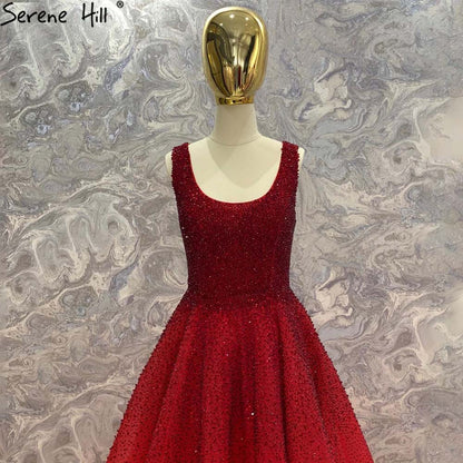 Serene Hill Red Full Crystal Evening Dresses Gowns A-Line Luxury Sleeveless Sexy For Women Party LA70232A - SERENE HILL