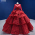 Serene Hill Red Long SsleevesLuxury Lace Beaded Lace Up Ball Gown Bride Gowns Wedding Dress 2025 High End Custom Made HM67498 - SERENE HILL