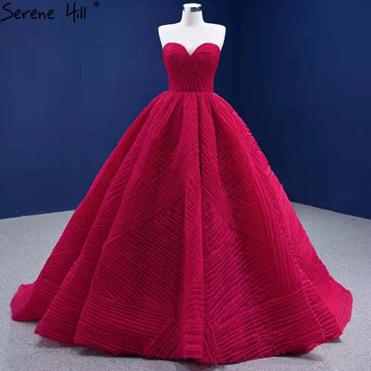 Serene Hill Red Pleat High-end Wedding Dresses 2025 Sweetheart Sexy Lace Up Bride Gowns HM67355 Custom Made - SERENE HILL