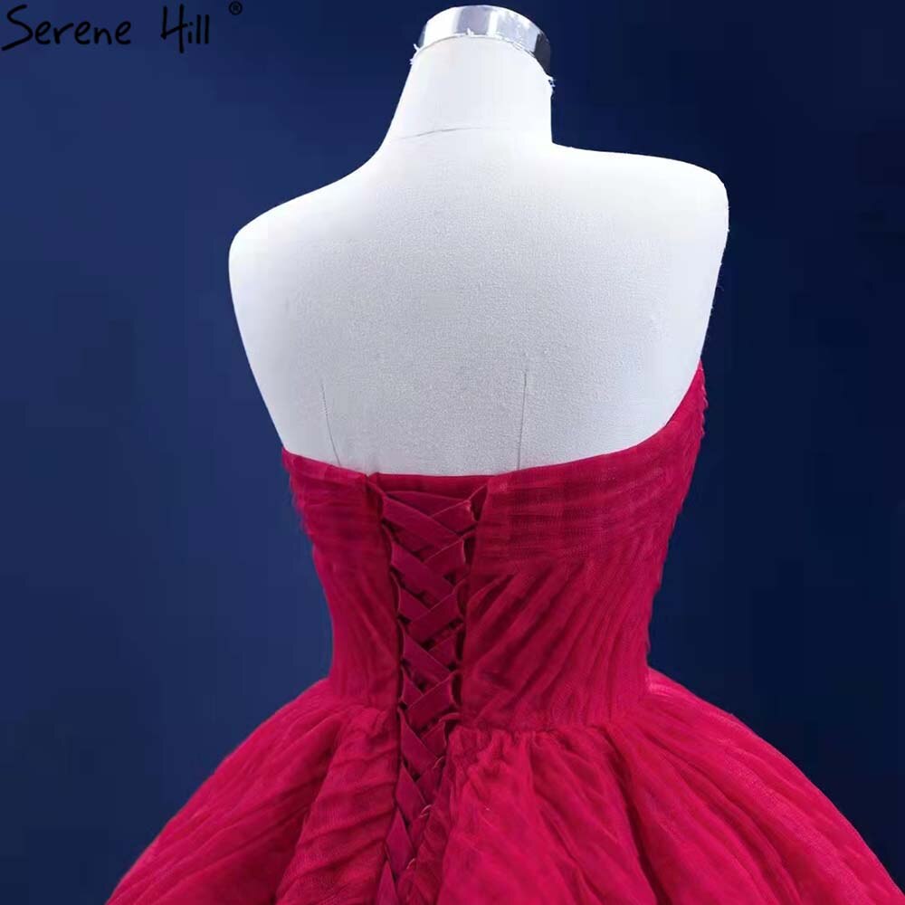 Serene Hill Red Pleat High-end Wedding Dresses 2025 Sweetheart Sexy Lace Up Bride Gowns HM67355 Custom Made - SERENE HILL