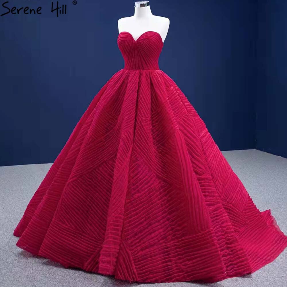 Serene Hill Red Pleat High-end Wedding Dresses 2025 Sweetheart Sexy Lace Up Bride Gowns HM67355 Custom Made - SERENE HILL