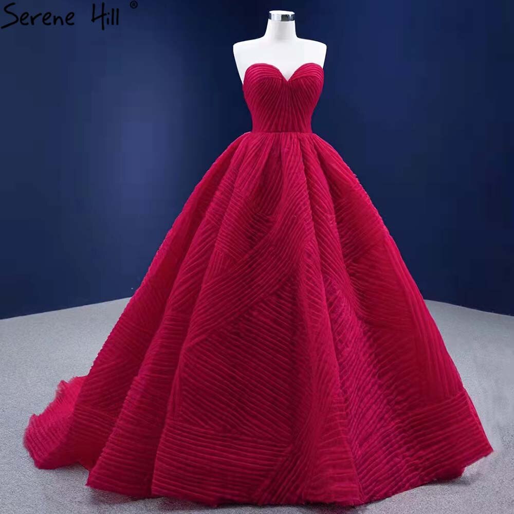 Serene Hill Red Pleat High-end Wedding Dresses 2025 Sweetheart Sexy Lace Up Bride Gowns HM67355 Custom Made - SERENE HILL