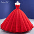 Serene Hill Red Ruffles High-end Wedding Dresses 2025 Lace Up Simple Sexy Bride Gowns HM67301 Custom Made - SERENE HILL
