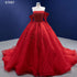 Serene Hill Red Sexy Off Shoulder Pearls Luxury Beaded Ball Gown Bride Gowns Wedding Dress 2025 High End Custom Made HM67497 - SERENE HILL