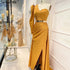 Serene Hill Rose Simple Satin Sexy Evening Dresses Gowns 2025 One Shoulder A-Line High Split For Women Party LA70876 - SERENE HILL