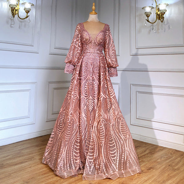 Serene Hill Roze Mermaid Avond Jurken 2025 Luxe Kralen Overrok Voor Vrouw Party LA71525