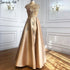 Serene Hill Satin Green A-Line Beading Evening Gowns 2025 Dubai High Collar Cap Sleeves Formal Dress Design LA70761 - SERENE HILL