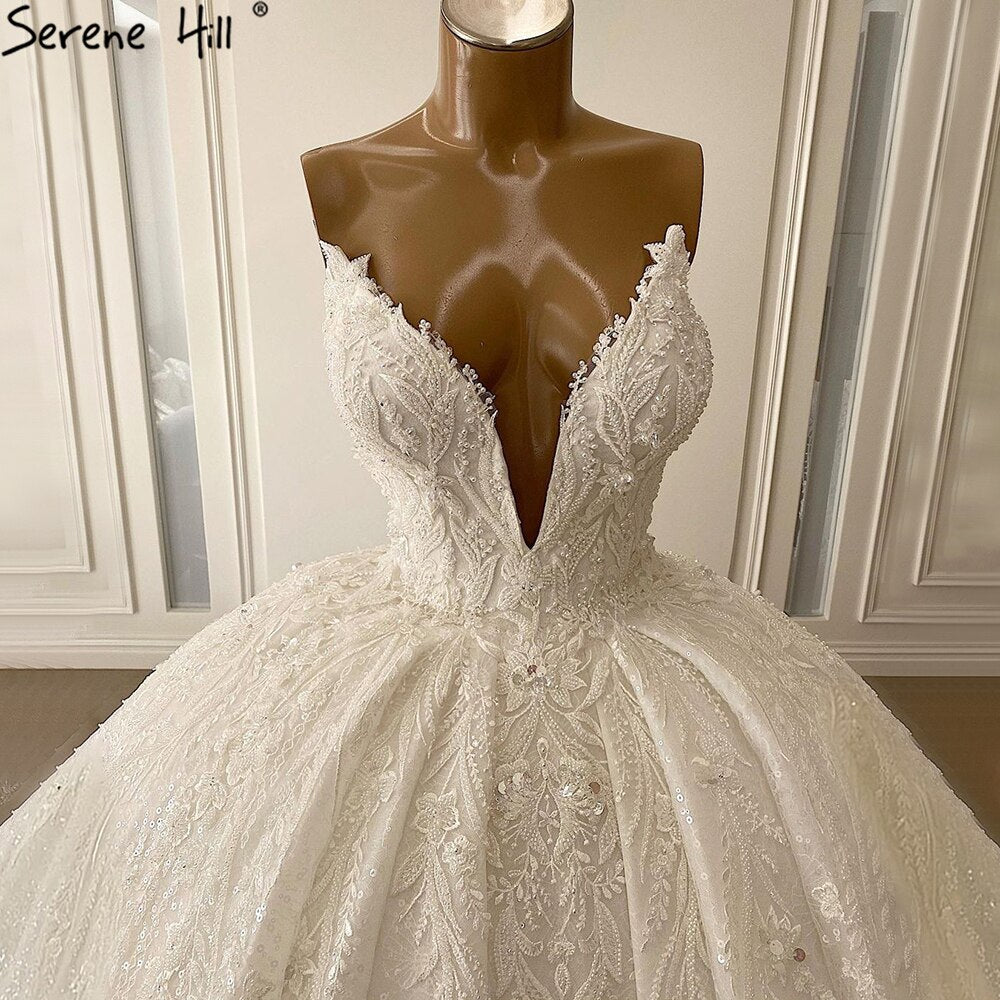 Serene Hill Sexy Lace Wedding Gowns Spaghetti Strap Beaded Bridal Dresses HA2519 Custom Made - SERENE HILL