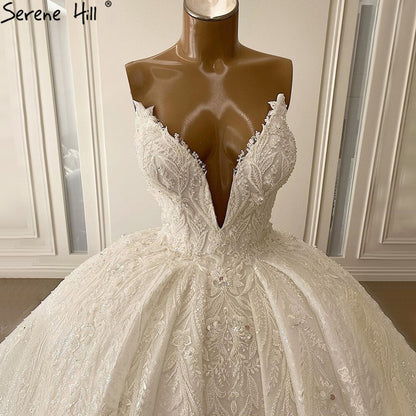Serene Hill Sexy Lace Wedding Gowns Spaghetti Strap Beaded Bridal Dresses HA2519 Custom Made - SERENE HILL