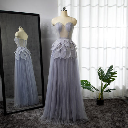 Serene Hill Sexy Sweetheart Silver A Line Luxury Crystal Evening Dresses Gowns 2025 For Women Wedding Party LA71647 - SERENE HILL