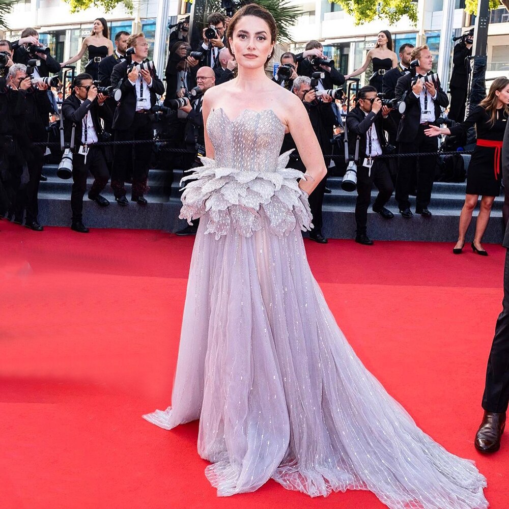Serene Hill Sexy Sweetheart Silver A Line Luxury Crystal Evening Dresses Gowns 2025 For Women Wedding Party LA71647 - SERENE HILL