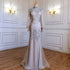 Silver Mermaid Luxury Beaded Evening Dress Gown Full Sleeves LA71036 (On Sale, No Return, No Refund) - SERENE HILL