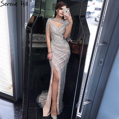 Silver Mermaid Dubai Evening Dress with Cape for Wedding Party LA70752 - SERENE HILL