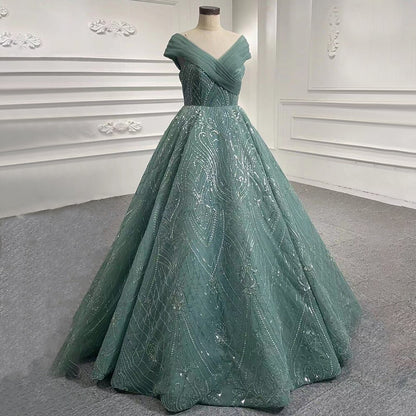 Serene Hill Turquoise Lace Up Wedding Dresses Beaded Bridal Evening Dresses Long 2025 Celebrity HM67421 High-end Custom Made - SERENE HILL