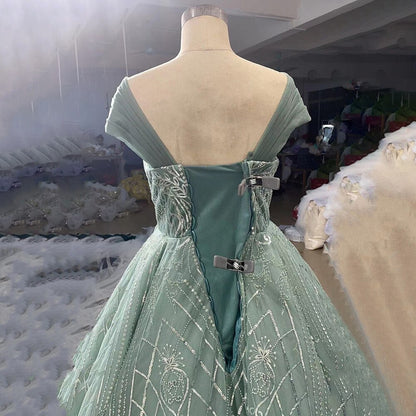 Serene Hill Turquoise Lace Up Wedding Dresses Beaded Bridal Evening Dresses Long 2025 Celebrity HM67421 High-end Custom Made - SERENE HILL
