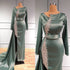 Serene Hill Turquoise Mermaid High Split Evening Dresses Gowns 2025 Overskirt Beaded Crystal For Women Party LA71516 - SERENE HILL