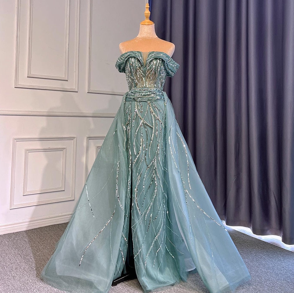 Serene Hill Turquoise Mermaid Sexy Evening Dresses Gowns 2025 Beaded Elegant Luxury High Split For Woman Party LA71593 Turquoise / 14 Serene Hill Turquoise Mermaid Sexy Evening Dresses Gowns 2025 Beaded Elegant Luxury High Split For Woman Party LA71593 Turquoise / 14