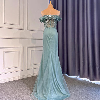 Serene Hill Turquoise Mermaid Sexy Evening Dresses Gowns 2025 Beaded E –  SERENE HILL