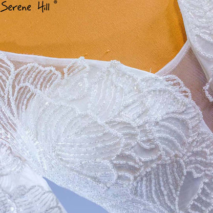 Serene Hill White Beaded Lace Wedding Dresses 2025 V-neck Lace Up Sexy Bride Gowns HM67364 Custom Made - SERENE HILL