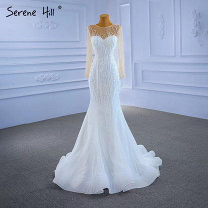 Serene Hill White Detachable Skirt Wedding Dresses 2025 Mermaid Elegant Luxury Bride Gowns HM67315 Custom Made - SERENE HILL