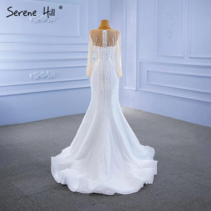 Serene Hill White Detachable Skirt Wedding Dresses 2025 Mermaid Elegant Luxury Bride Gowns HM67315 Custom Made - SERENE HILL