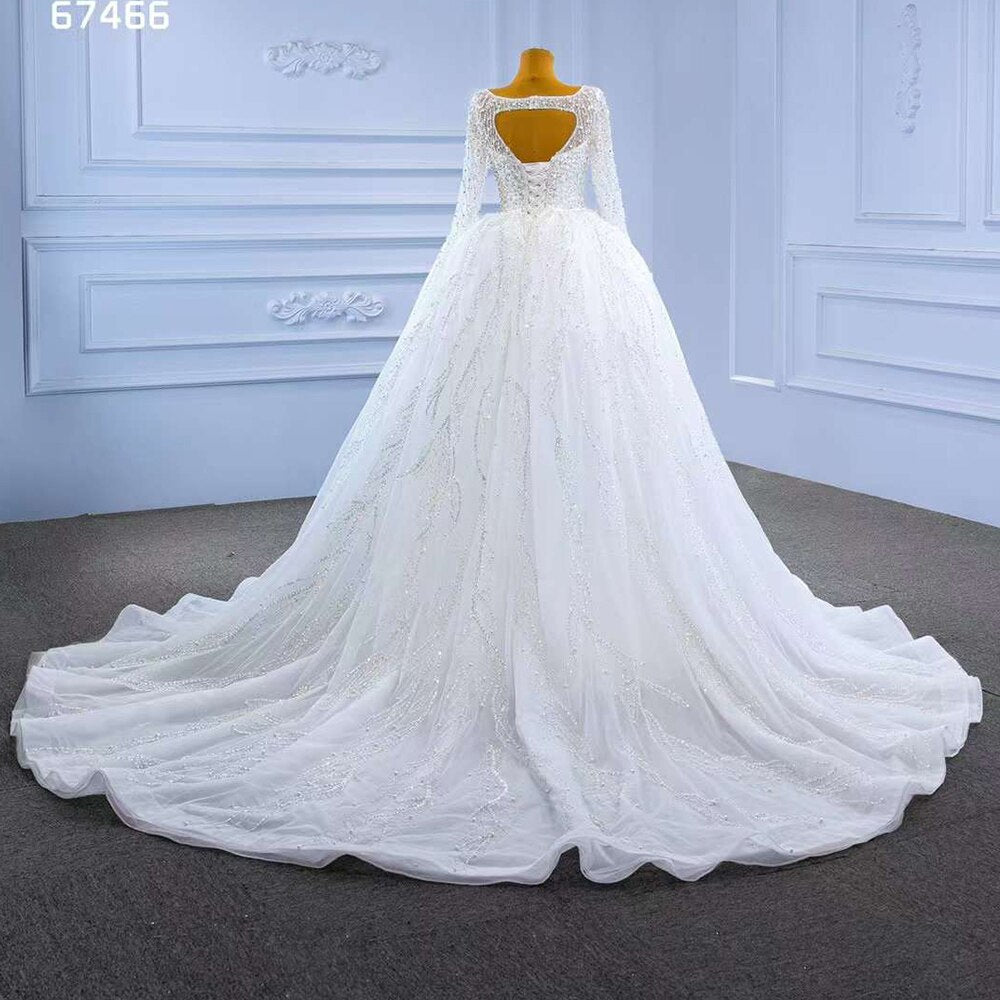 Serene Hill White Detachable Train Mermaid Pearls Beaded Lace Up Bride Gowns Wedding Dress 2025 High End Custom Made HM67466 - SERENE HILL