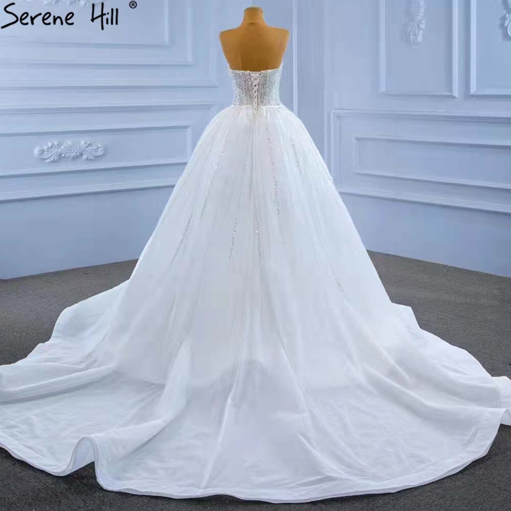 Serene Hill White Detachable Train Mermaid Wedding Dresses 2025 Beaded Luxury Bride Gowns HM67404 Custom Made - SERENE HILL