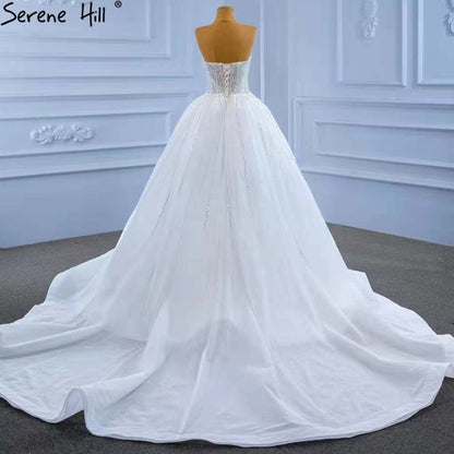 Serene Hill White Detachable Train Mermaid Wedding Dresses 2025 Beaded Luxury Bride Gowns HM67404 Custom Made - SERENE HILL
