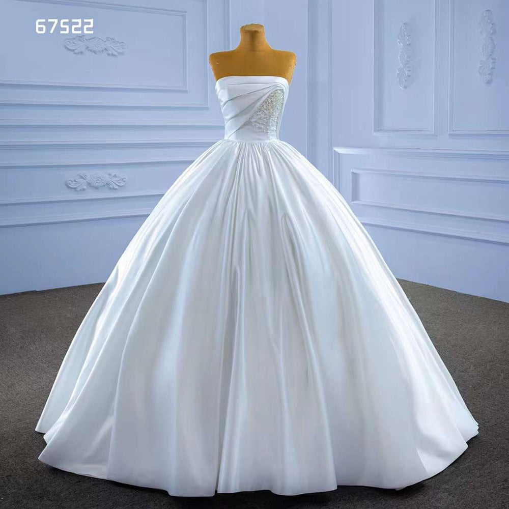 Serene Hill White High End Beaded Luxury Pearls Lace Up Bride Gowns Wedding Dress 2025 Custom Made HM67522 - SERENE HILL