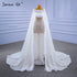 Serene Hill White High-end Luxury Evening Dresses Gowns 2025 Beaded Feather Cape Sleeve For Women Party HM67305 - SERENE HILL