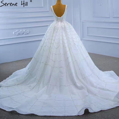Serene Hill White Luxury Lace Up Wedding Dresses 2025 Beaded High-end Sexy Bride Gowns HM67377 Custom Made - SERENE HILL