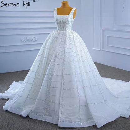 Serene Hill White Luxury Lace Up Wedding Dresses 2025 Beaded High-end Sexy Bride Gowns HM67377 Custom Made - SERENE HILL