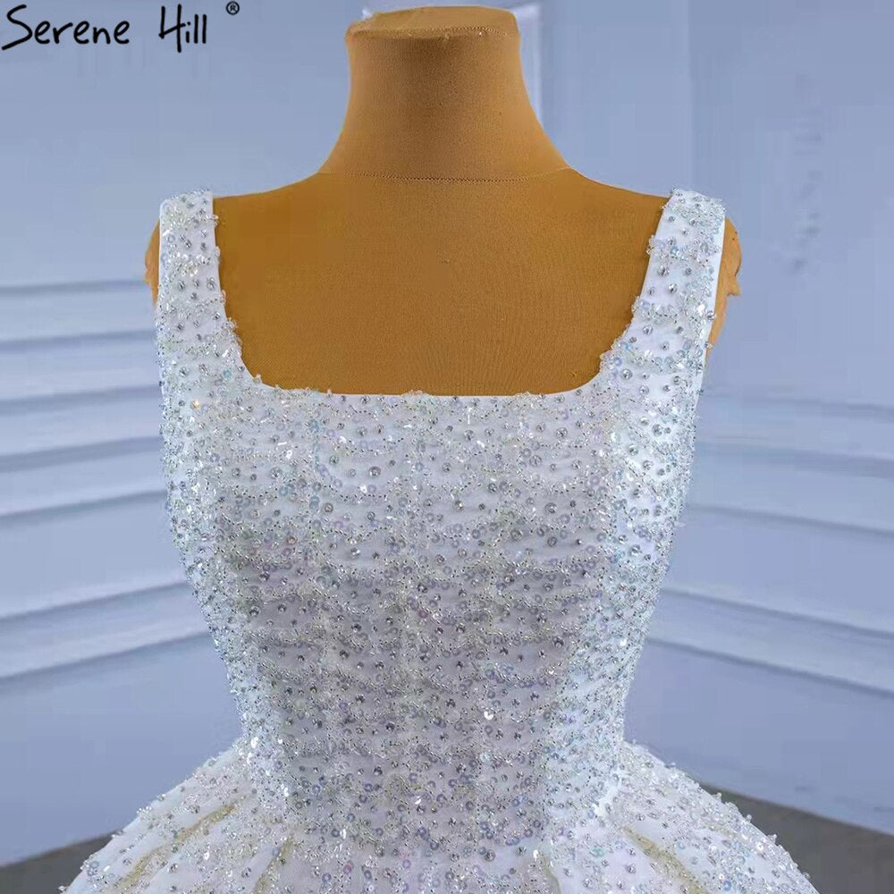 Serene Hill White Luxury Lace Up Wedding Dresses 2025 Beaded High-end Sexy Bride Gowns HM67377 Custom Made - SERENE HILL
