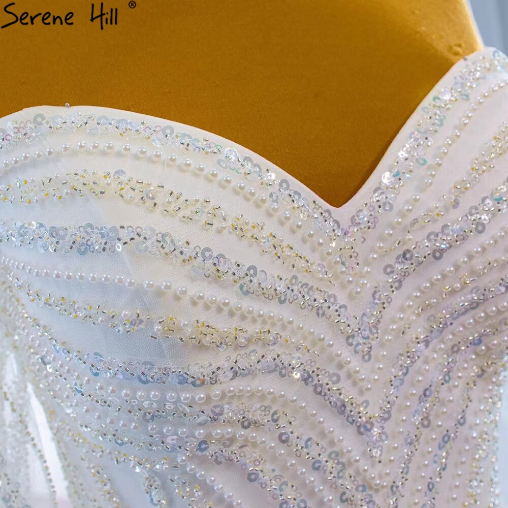 Serene Hill White Luxury Mermaid Wedding Dresses 2025 Elegant Beading Pearls Sexy Bridal Gowns HM67242 - SERENE HILL